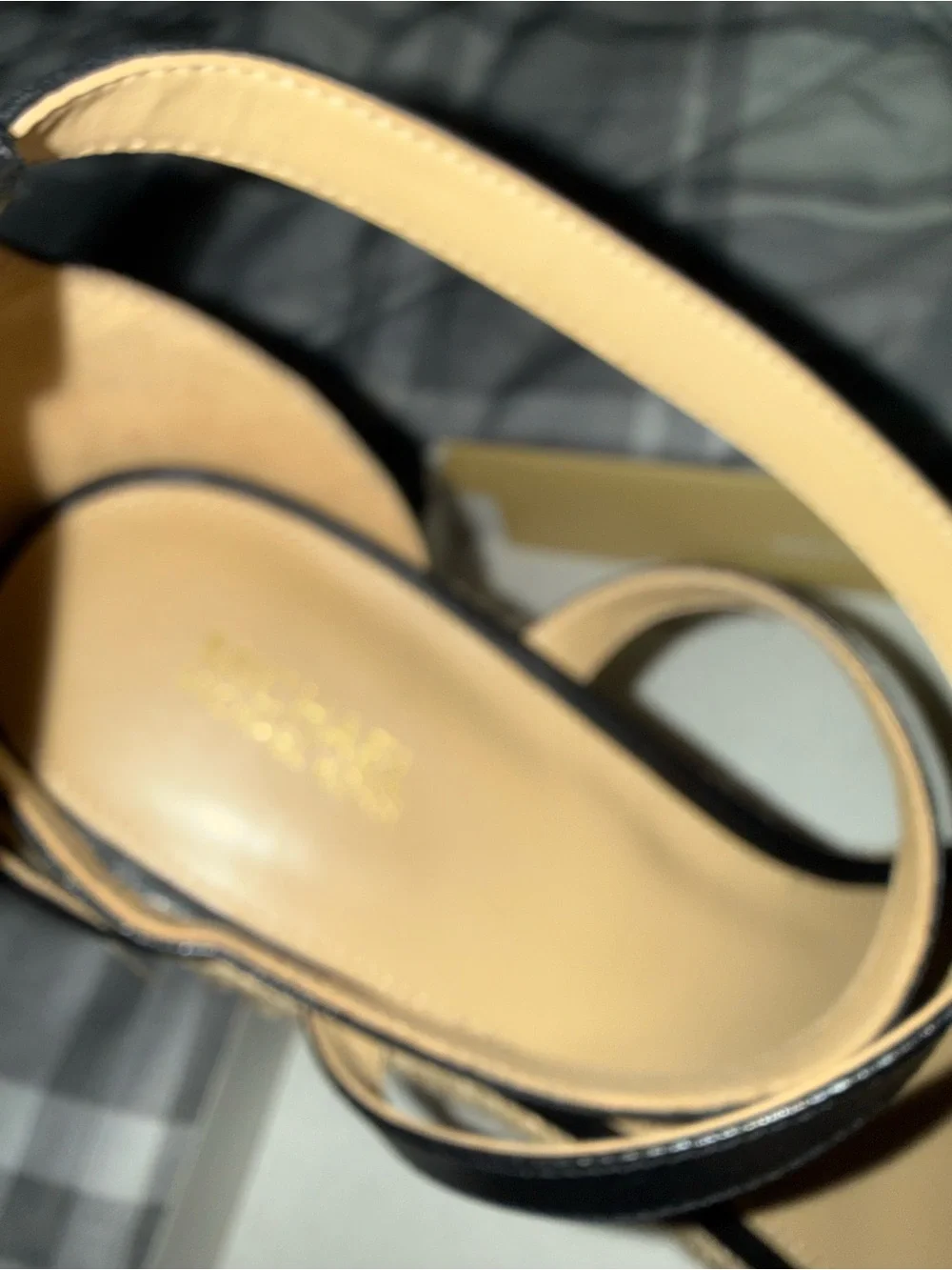 Michael Kors Black Leather Espadrille Wedge Sandals